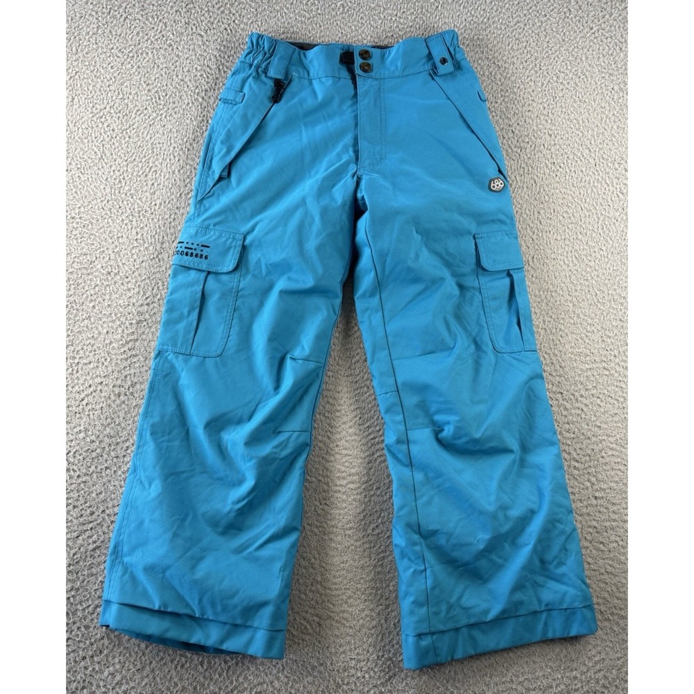 686 Mannual Snow Pants Boys Medium Insulated Ski Snowboarding Cargo Pants Blue